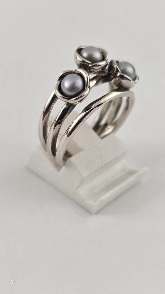 Zilveren Pandora damesring                               Z12, ., Ophalen of Verzenden, Grijs, Dame