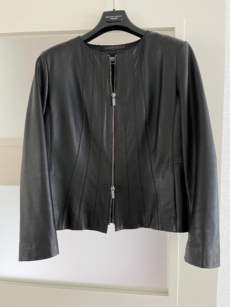Kort leren jasje, zwart, Marina Rinaldi, maat 42, Kleding | Dames, Zwart, Maat 42/44 (L), Ophalen of Verzenden, Zo goed als nieuw