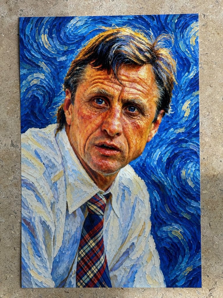 Org kl foto 20x30 cm coach Johan Cruijff/Vincent van Gogh, Verzenden, Nieuw, Ajax, Poster, Plaatje of Sticker