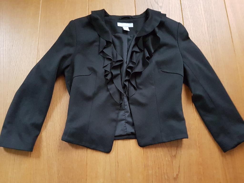 Zwart jasje met ruches, H&M, maat 38, Maat 38/40 (M), H&M, Zwart, Nieuw