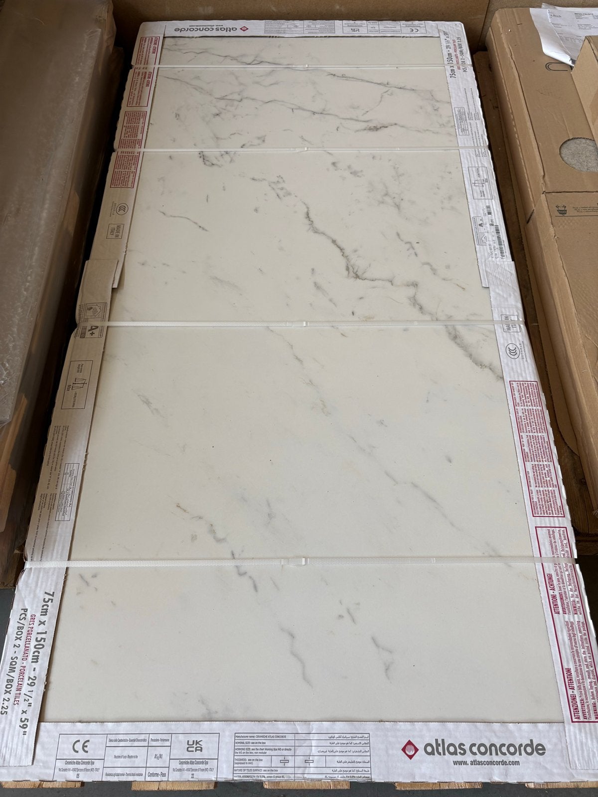 3 pakken Atlas Concorde tegels 75x150 cm, Ophalen, 60 cm of meer, Keramiek, Nieuw