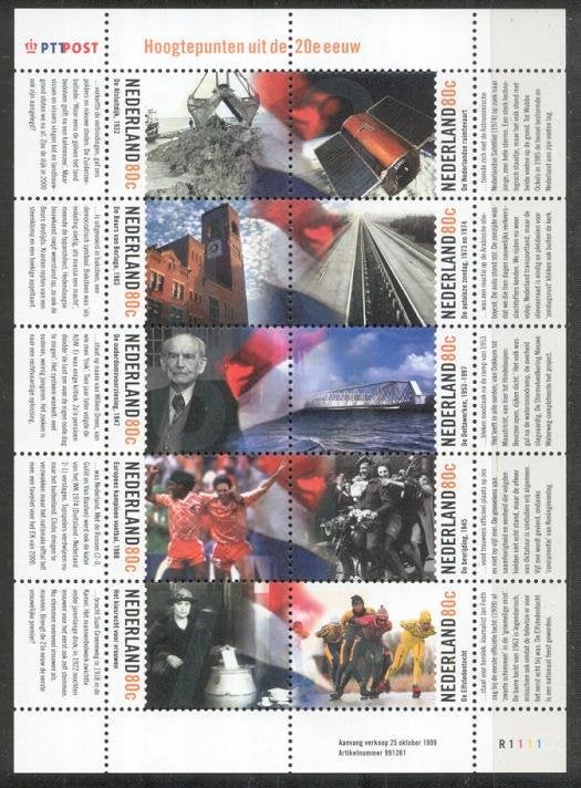 Nederland nr. 1842-1851 Hoogtepunten 20e eeuw postfris, Postzegels en Munten, Postzegels | Nederland, Verzenden, Na 1940, Postfris