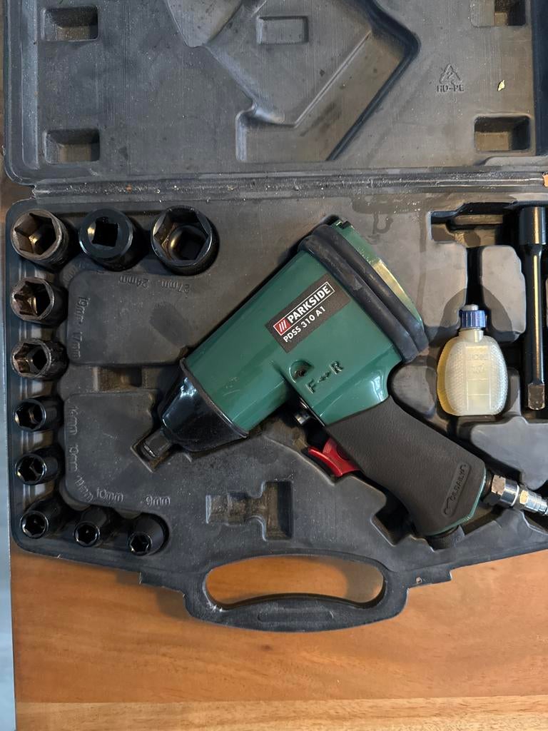 Parkside Pneumatische Slagmoersleutel PDSS 310 A1 Set, Ophalen of Verzenden, Zo goed als nieuw