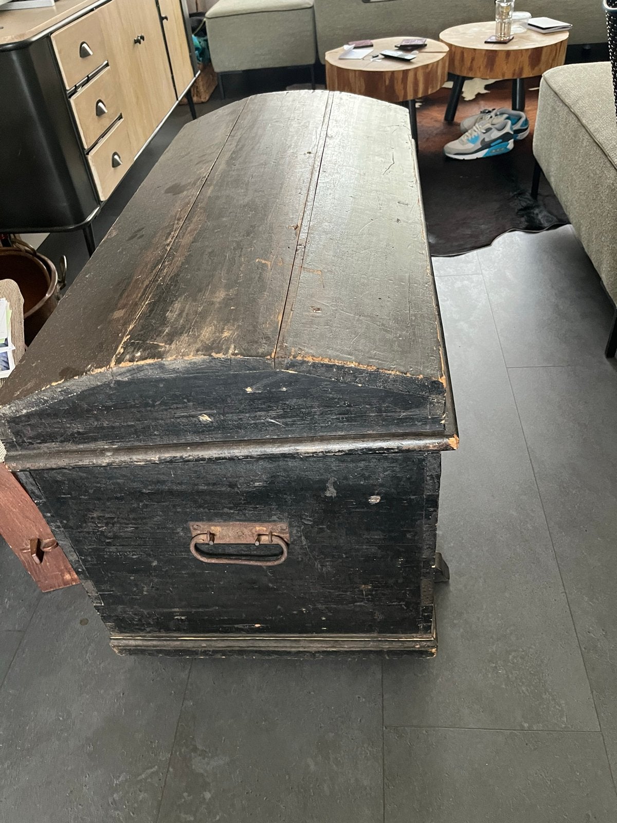 Antieke houten kist/dekenkist - Zwart, Antiek en Kunst, Ophalen