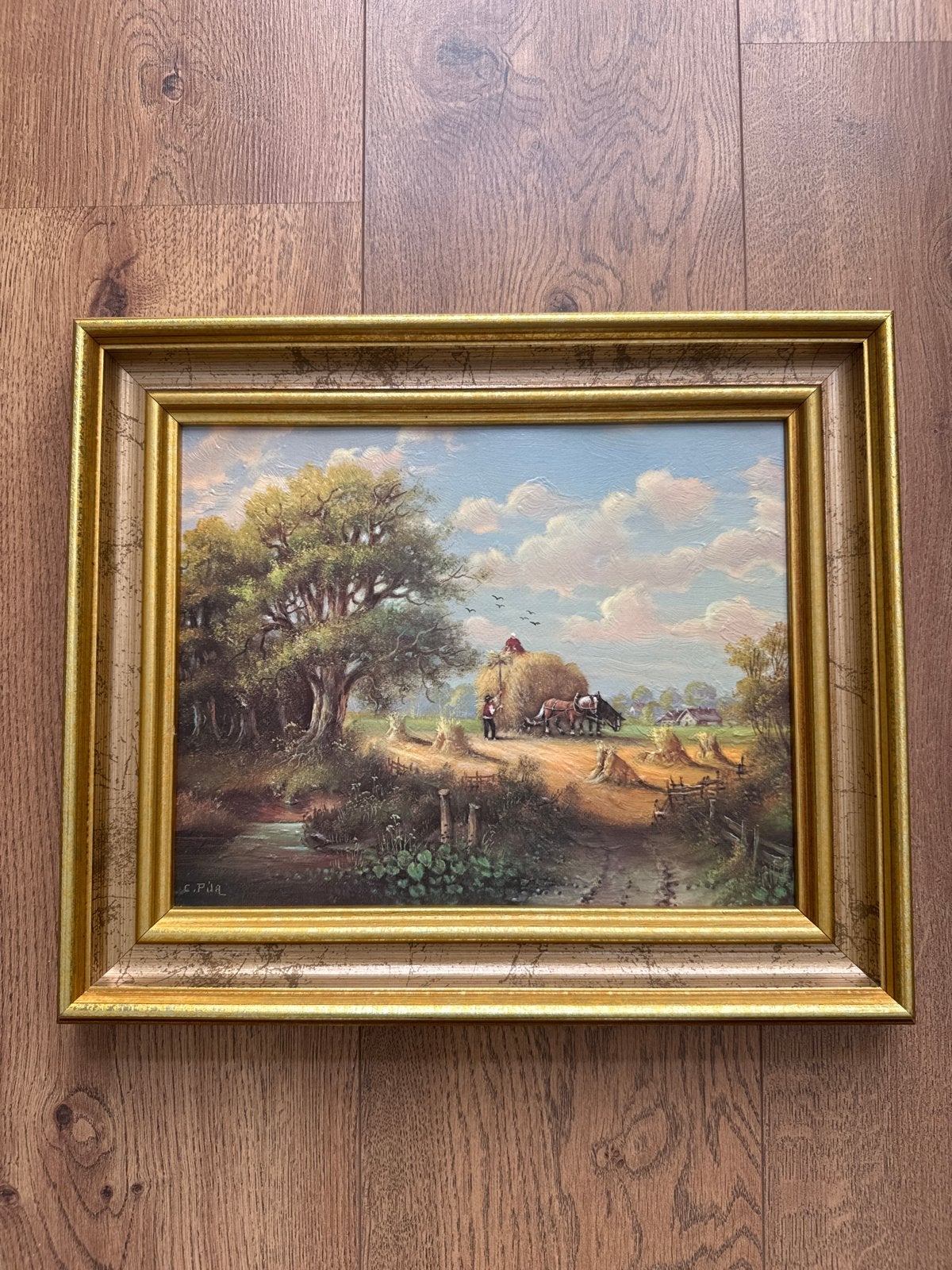 Schilderij 'Hooiwagen' door C. Fila - Gegarandeerd door Art, Antiek en Kunst, Ophalen of Verzenden