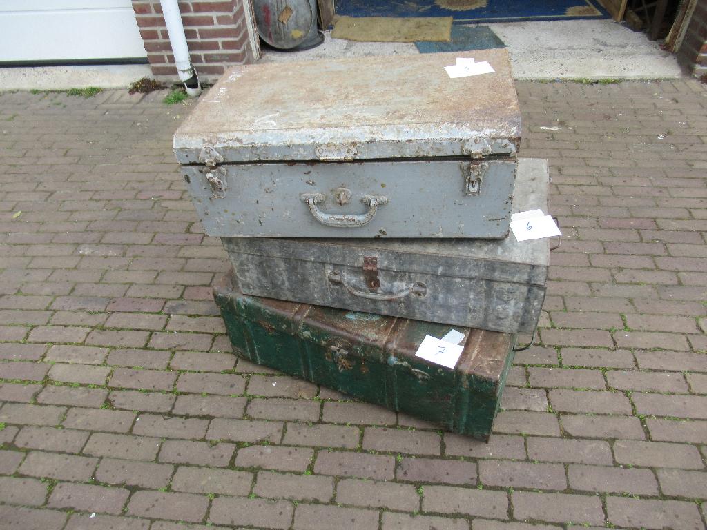 vintage metalen koffers kisten, Antiek en Kunst, Ophalen