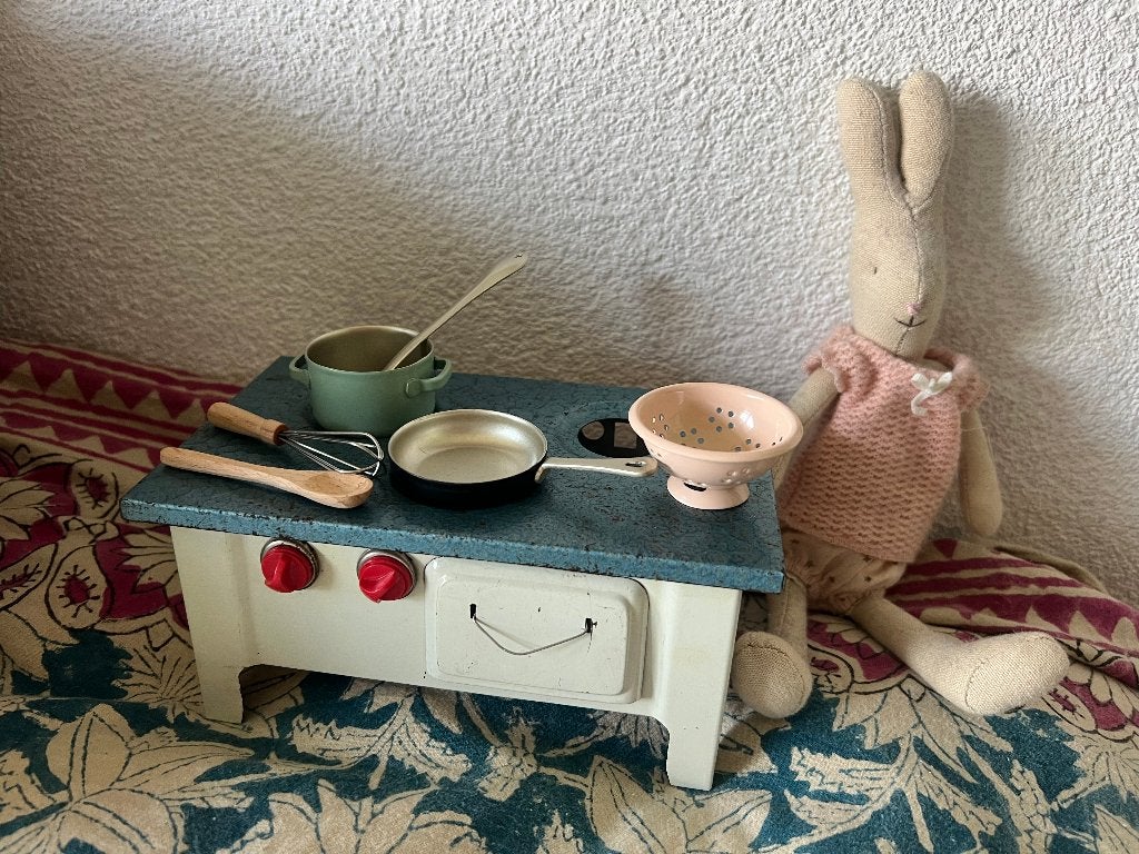 vintage antiek speelgoed gasfornuisje poppenhuis fornuis, Ophalen of Verzenden