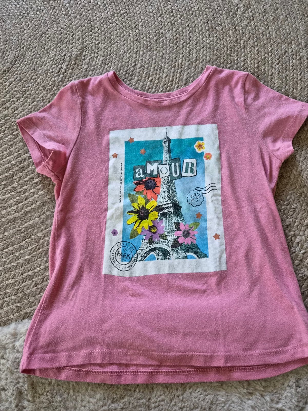 roze shirt ijffeltoren van old navy, maat 128, Meisje, Old Navy, Ophalen of Verzenden, Zo goed als nieuw