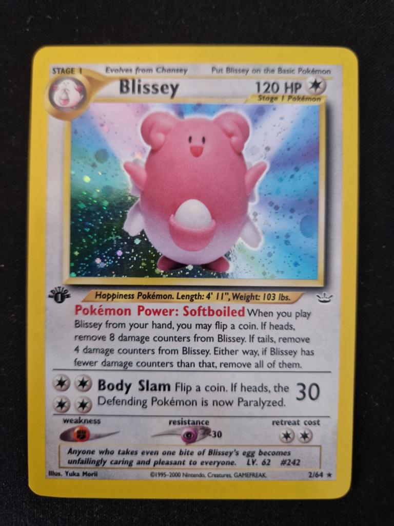 Blissey 1st edition Holo. Neo Revelation tcg Pokémon, Ophalen of Verzenden, Zo goed als nieuw, Losse kaart, Foil