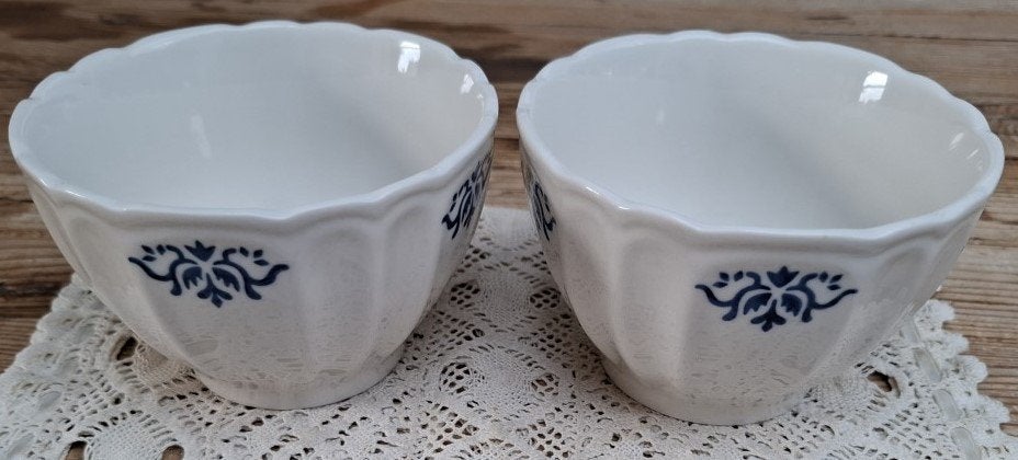 2 Franse spoelkommen met blauw motief, MVX, Gebruikt, -, -, Vintage