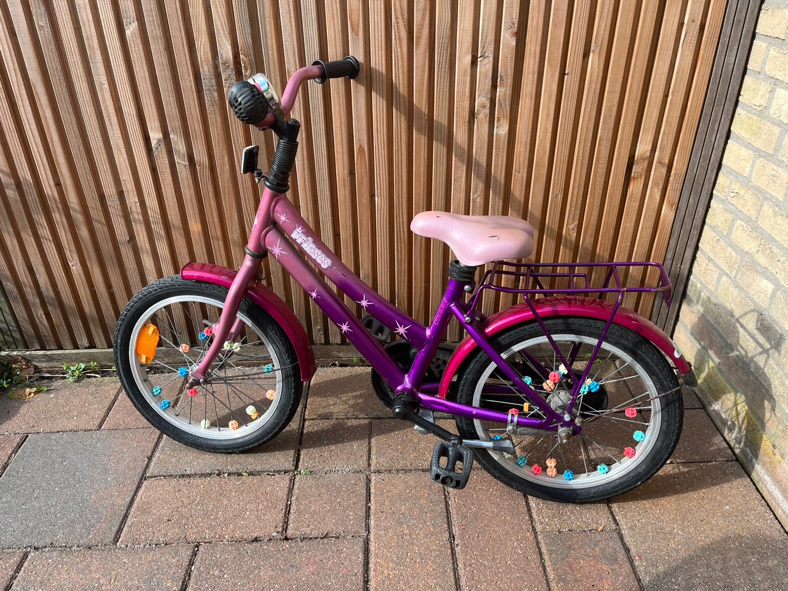 Loekie prinses kinderfiets 16 inch, Ophalen, Gebruikt, Terugtraprem, Minder dan 16 inch