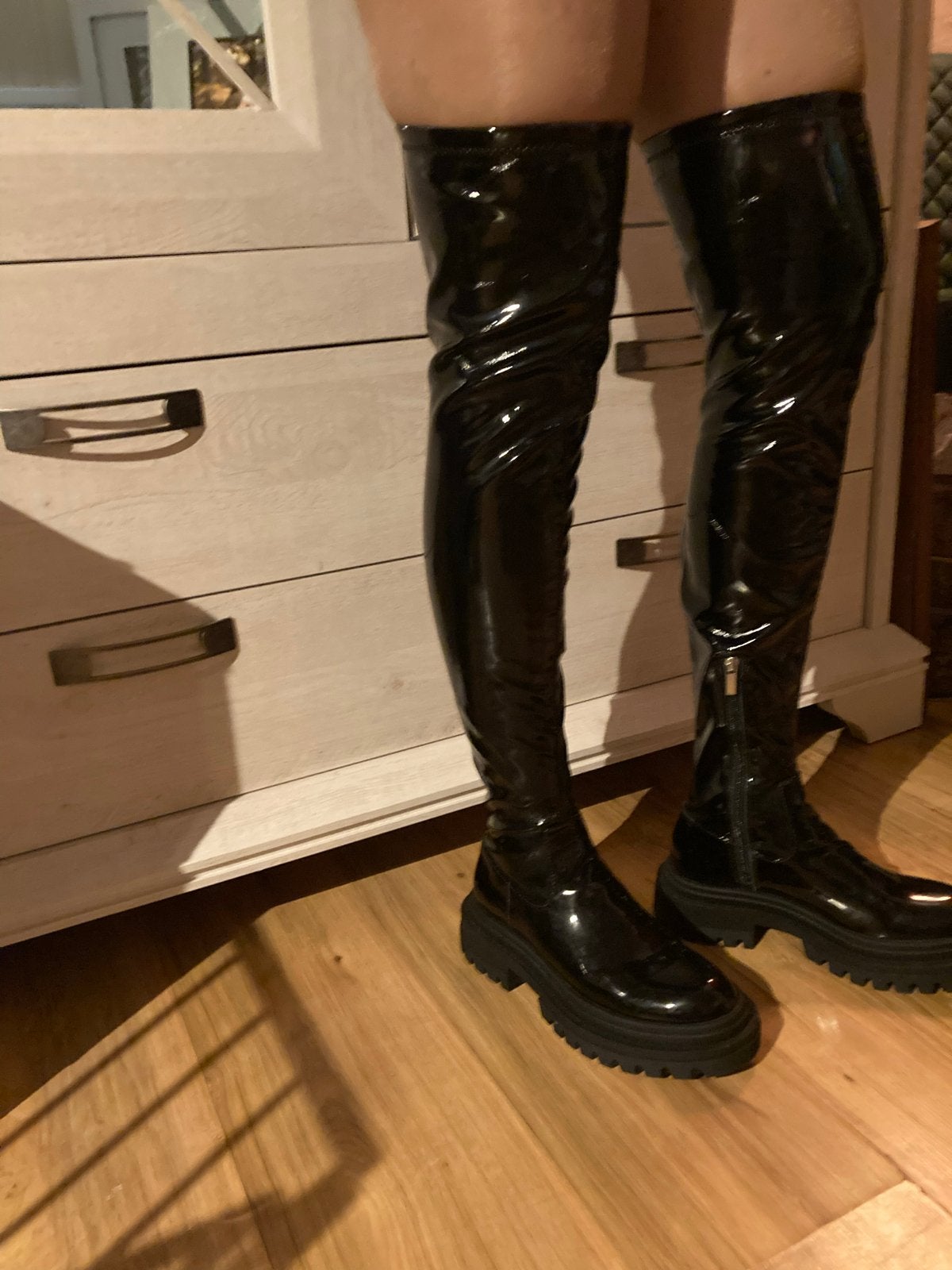 Nieuwe Lak Overknee Laarzen Maat 38 - Perfect voor de Winter, Hoge laarzen, Verzenden, Zwart, Nieuw