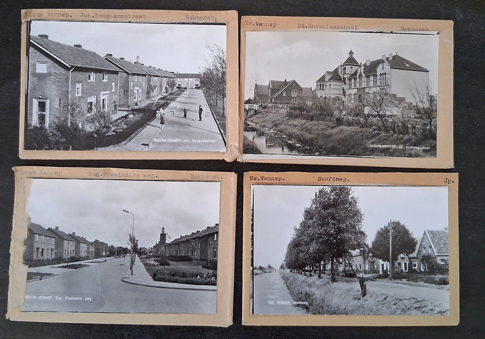 Nieuw Vennep, 4 x glasplaat JosPe., Ophalen of Verzenden, 1960 tot 1980, Ongelopen, Noord-Holland