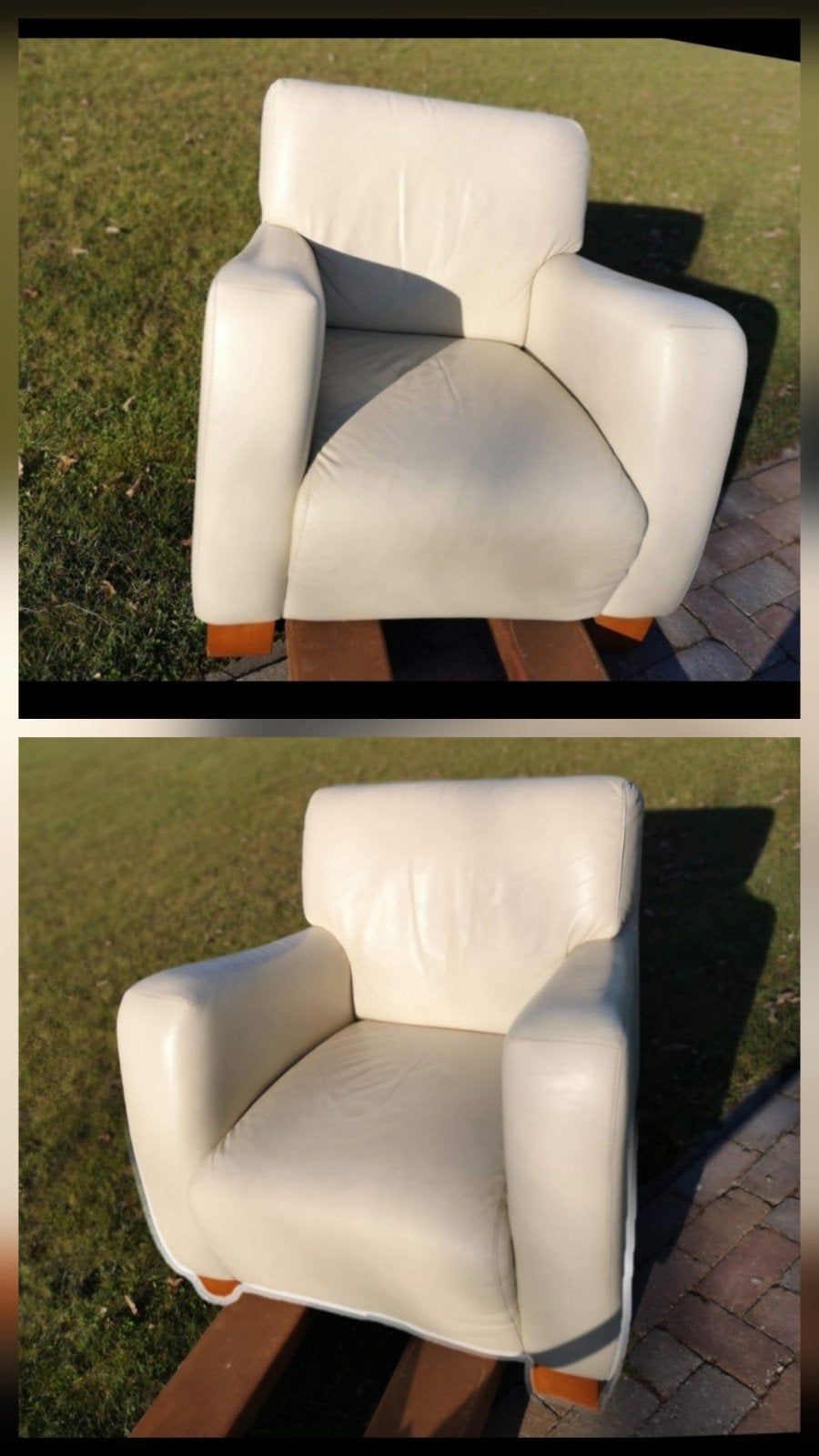 2 LongLife Leren Fauteuil - Crème Wit, Huis en Inrichting, Fauteuils, Ophalen, Modern, Comfortabel, Gebruikt, 75 tot 100 cm