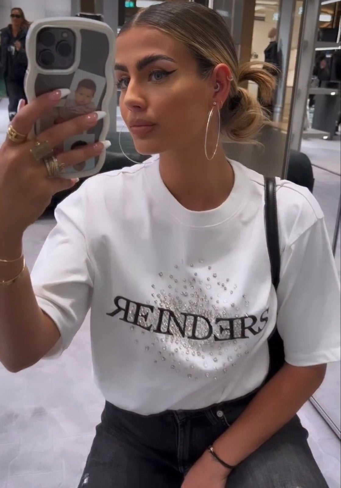 Reinders T-shirt met strass steentjes one size, Kleding | Dames, Maat 38/40 (M), Wit, Ophalen of Verzenden, Zo goed als nieuw