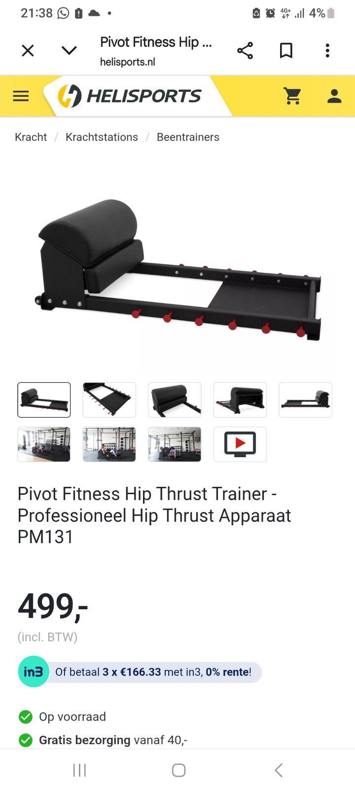 Pivot Fitness Hip Thrust nieuwstaat moet snel weg, Ophalen, Krachtstation, Zo goed als nieuw, Metaal