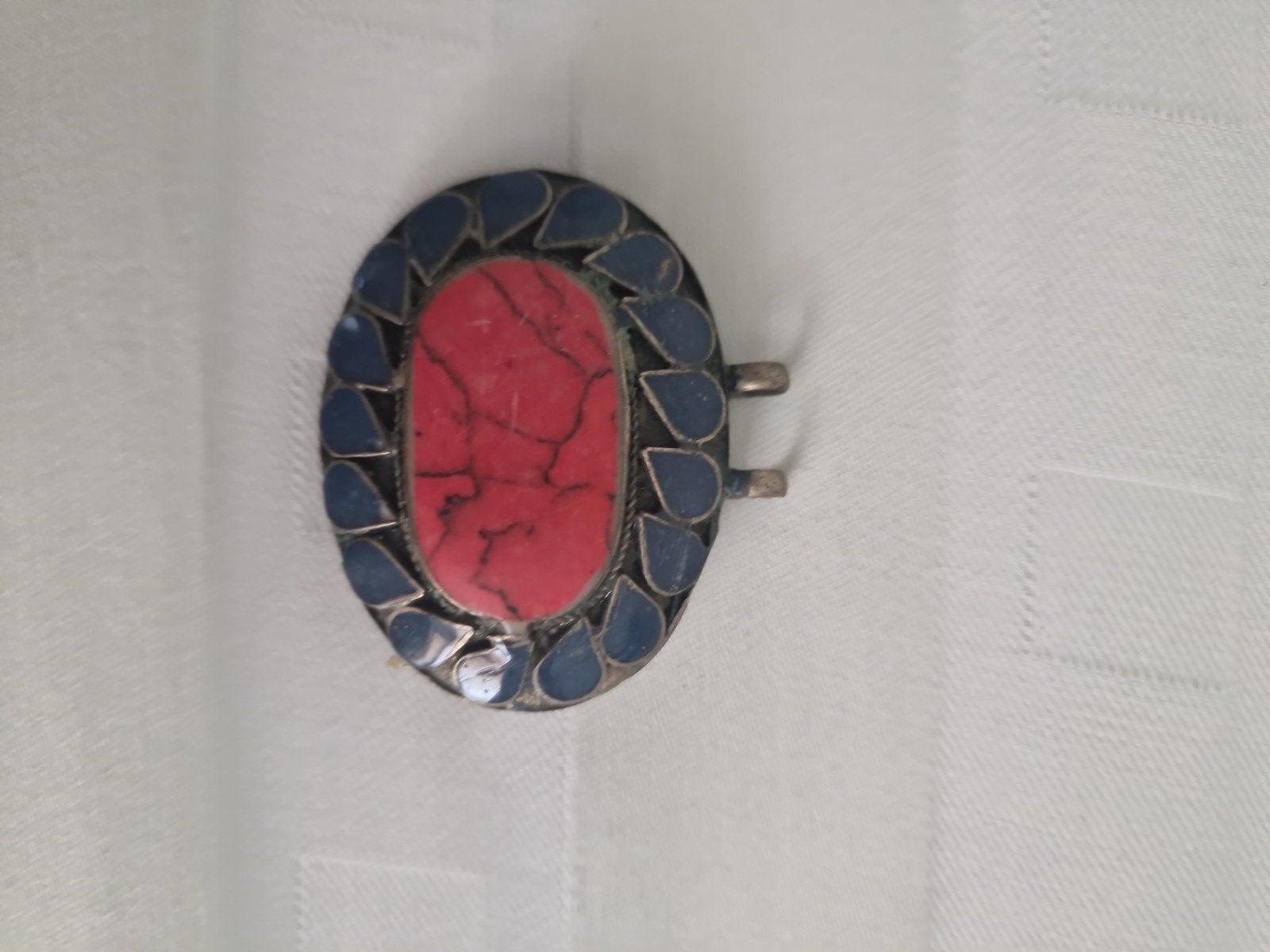 Oosterse hanger met roze en blauwe ingelegde steentjes, Ophalen of Verzenden