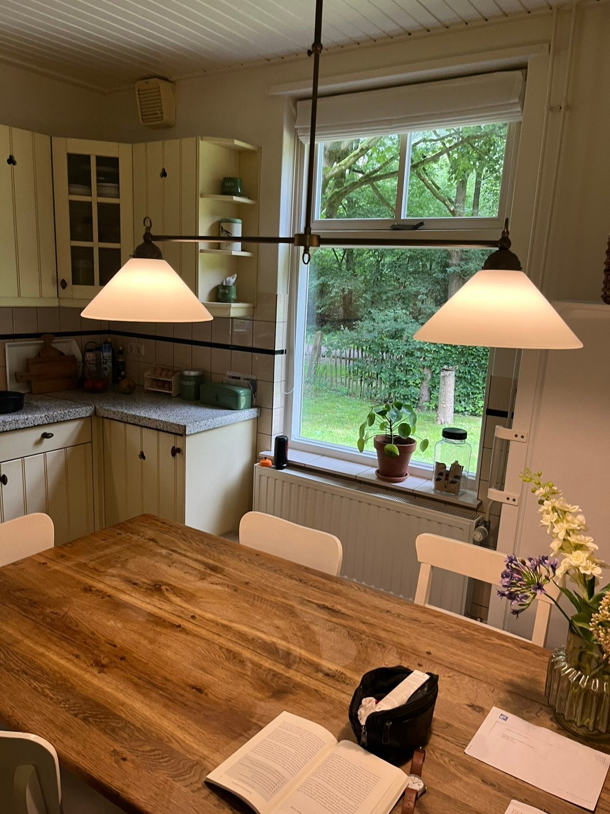 dubbele lamp, Ophalen of Verzenden, Zo goed als nieuw, Glas, Landelijk