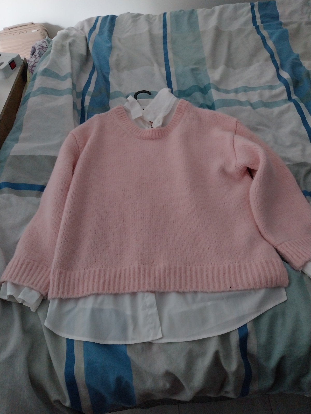 Primark Roze trui met witte blouse look, Verzenden, Maat 42/44 (L), Roze, Onbekend