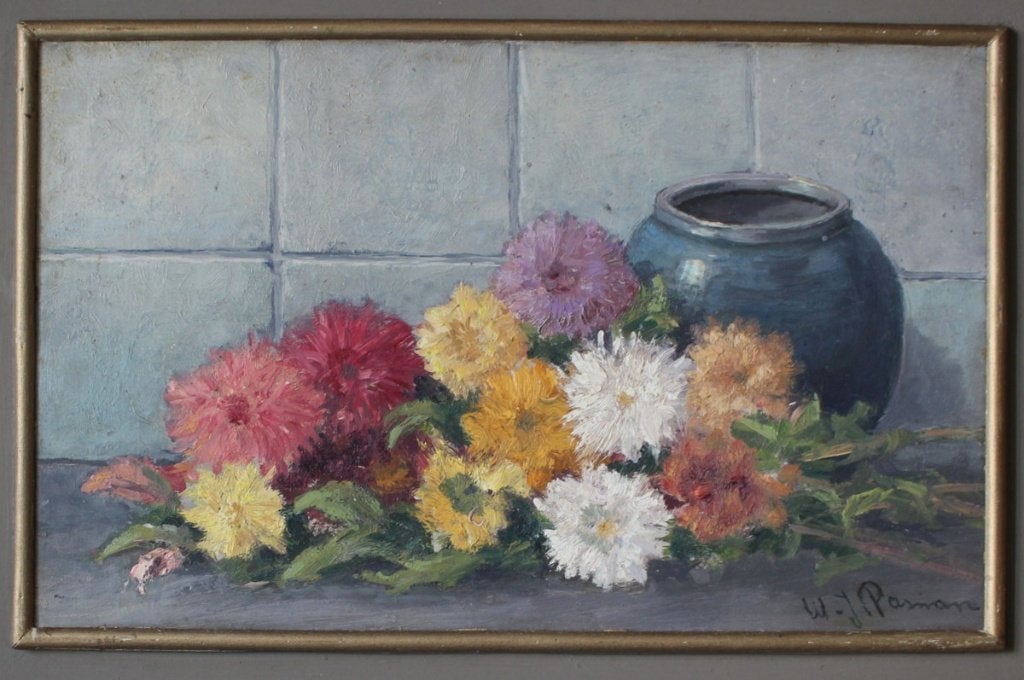 Prachtig bloemstilleven van W.J. Pasman, olieverf op board., Antiek en Kunst, Verzenden