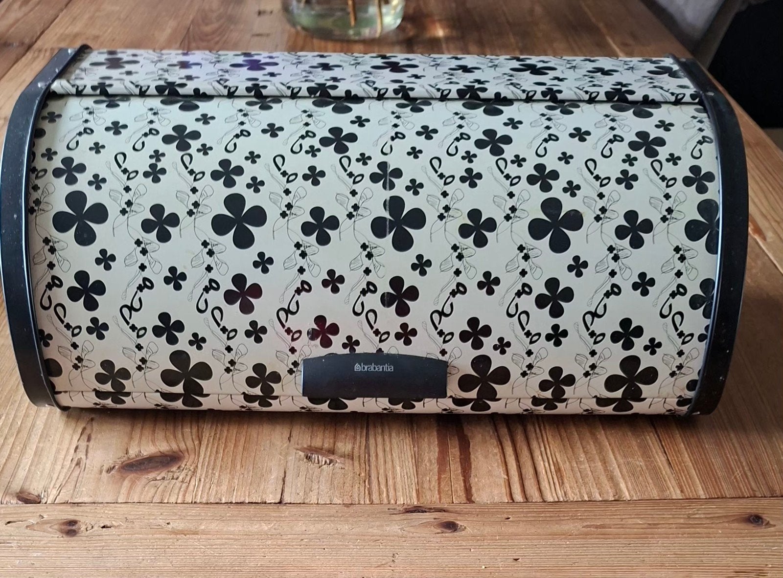 Brabantia Broodtrommel met Bloemmotief, Gebruikt, Ophalen of Verzenden, Zwart, Metaal