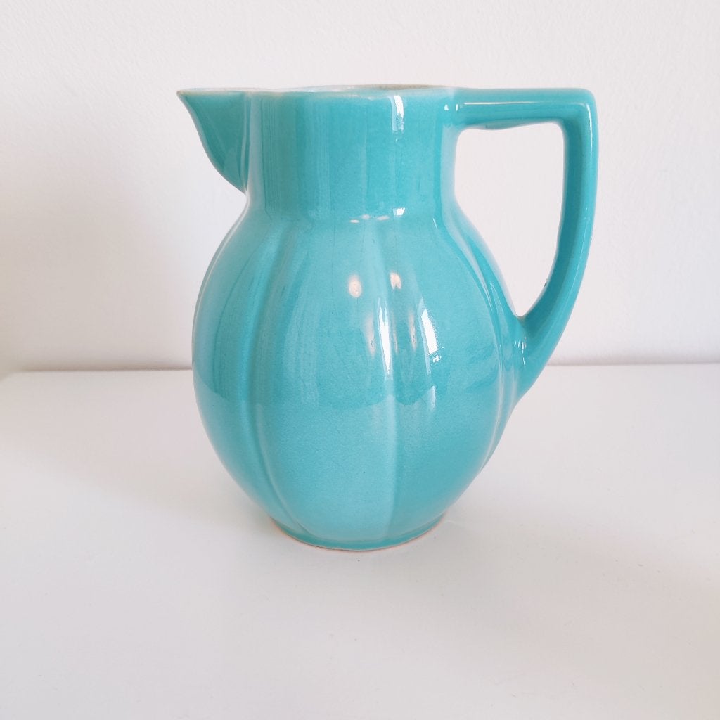 Lichtblauw, turquoise waterkan uit jaren 30, origineel, Ophalen of Verzenden