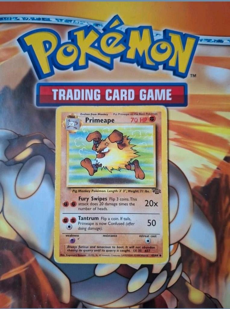 Primeape 43/64 Jungle base set pokemon kaart Engels PL, Ophalen of Verzenden, Gebruikt, Losse kaart
