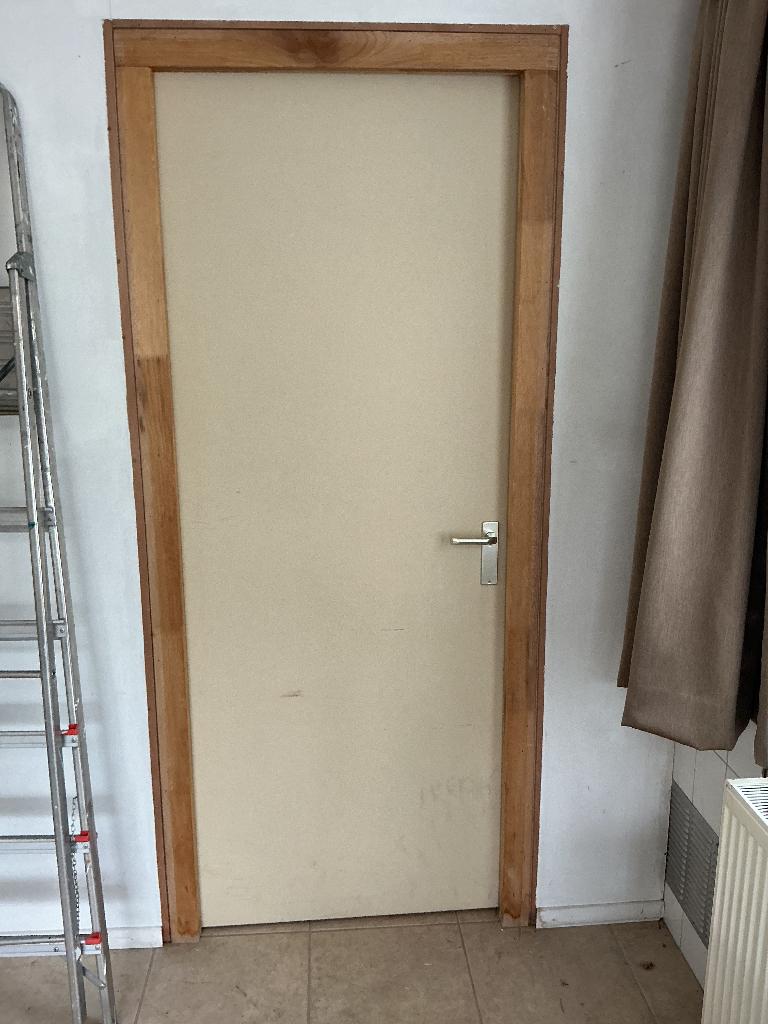 Deur met kozijn, Ophalen, Gebruikt, 80 tot 100 cm, Binnendeur
