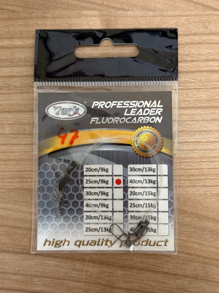 York Professional Leader Fluorocarbon – 25 cm / 9 kg, Nieuw, Ophalen of Verzenden, E, E