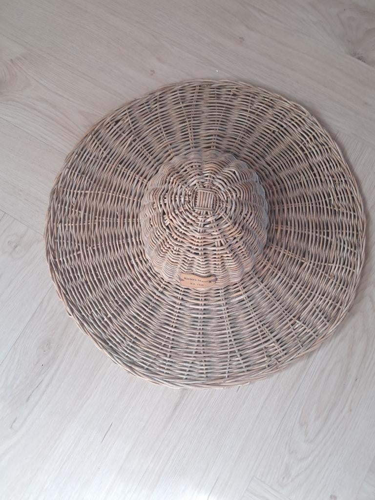 Rattan hoed wanddecoratie Riviera Maison, Ophalen, Beige, Natuurlijk materiaal, Landelijk