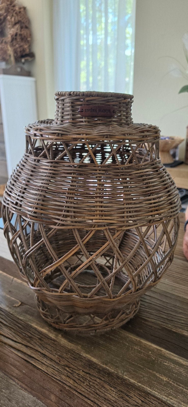 Riviera Maison rotan windlicht, Ophalen, Natuurlijk materiaal, Bruin, Landelijk