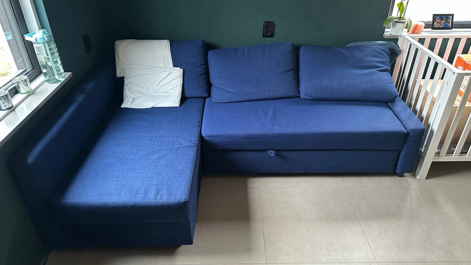 IKEA Friheten Hoekbank met slaapfunctie en opbergruimte, Ophalen, Gebruikt, 100 tot 125 cm, Hoekbank