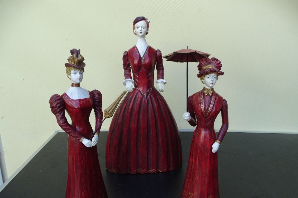 3 Houten damespoppen, Antiek en Kunst, Curiosa en Brocante, Ophalen of Verzenden
