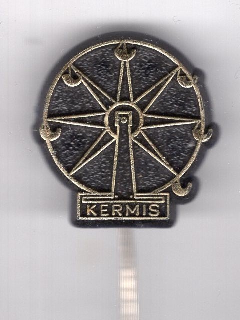 Kermis reuzenrad goud op zwart plastic speldje ( W_536a), Verzamelen, Ophalen of Verzenden, Nieuw, Merk, Speldje of Pin