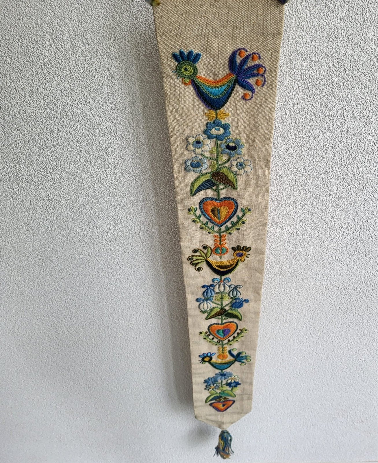 Vintage geborduurd schellekoord, 100x13 cm, Ophalen of Verzenden