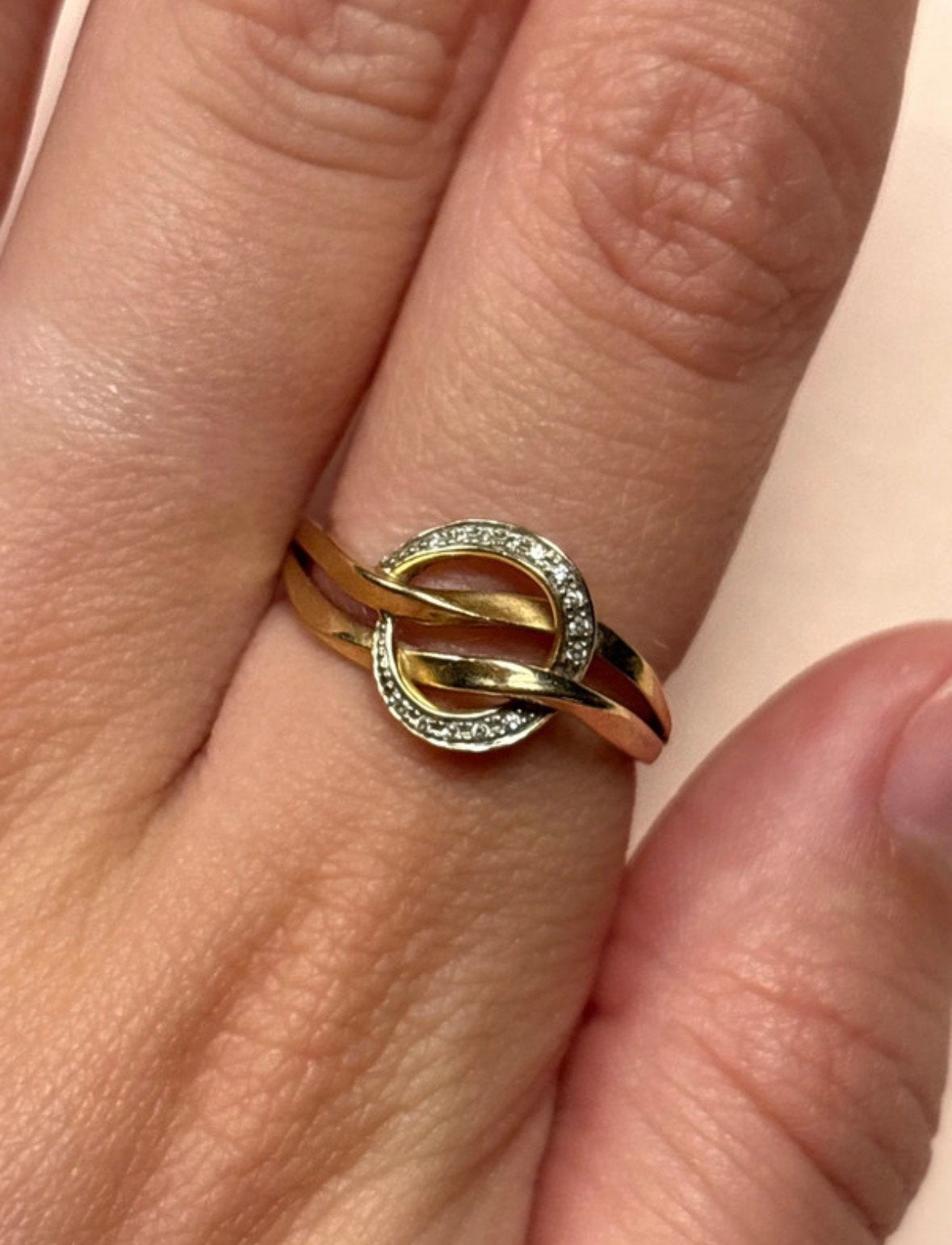 Vintage 14 karaat gouden ring met diamanten, Sieraden, Tassen en Uiterlijk, Antieke sieraden, Verzenden, Goud, Ring