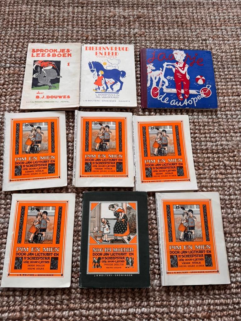 Oude Leesboekjes Pim en Mien etc, Antiek en Kunst, Ophalen of Verzenden