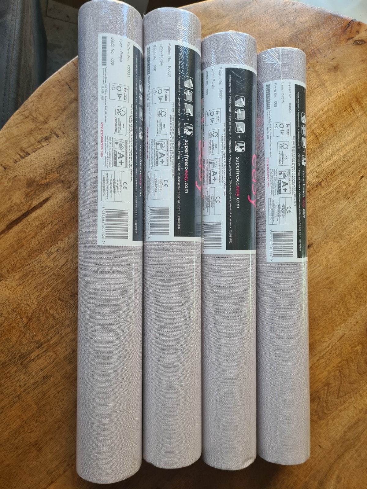 4 rollen licht paars behang - Graham & Brown Lynn Purple, Ophalen