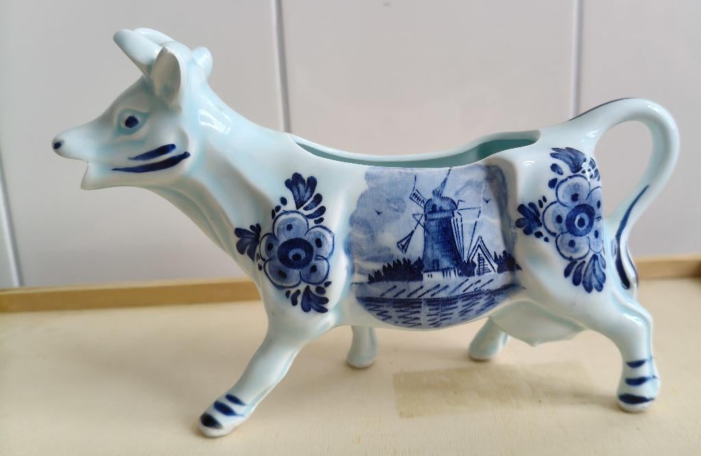 Antiek melk kannetje Delfts blauw koe € 12,50, Ophalen of Verzenden