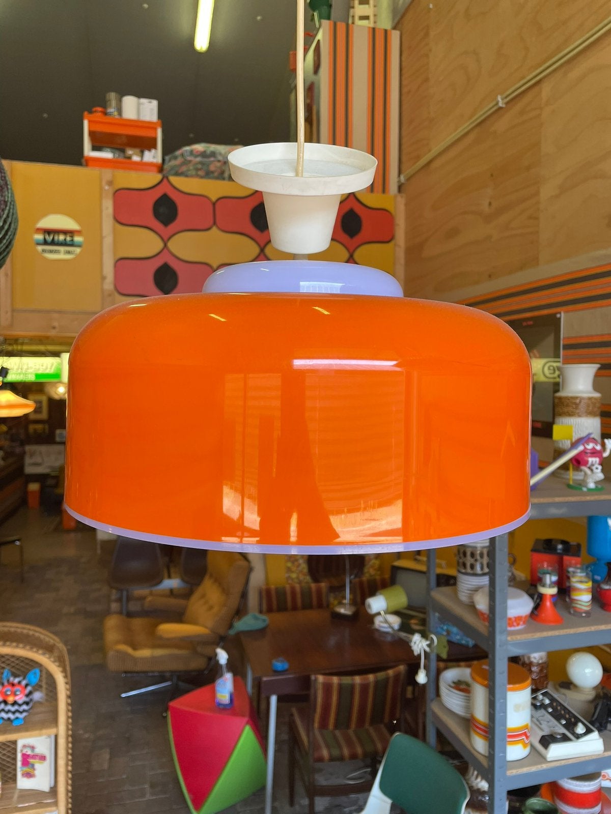 Vintage jaren 70 oranje hanglamp, space age, Kunststof, Vintage, ?, Zo goed als nieuw