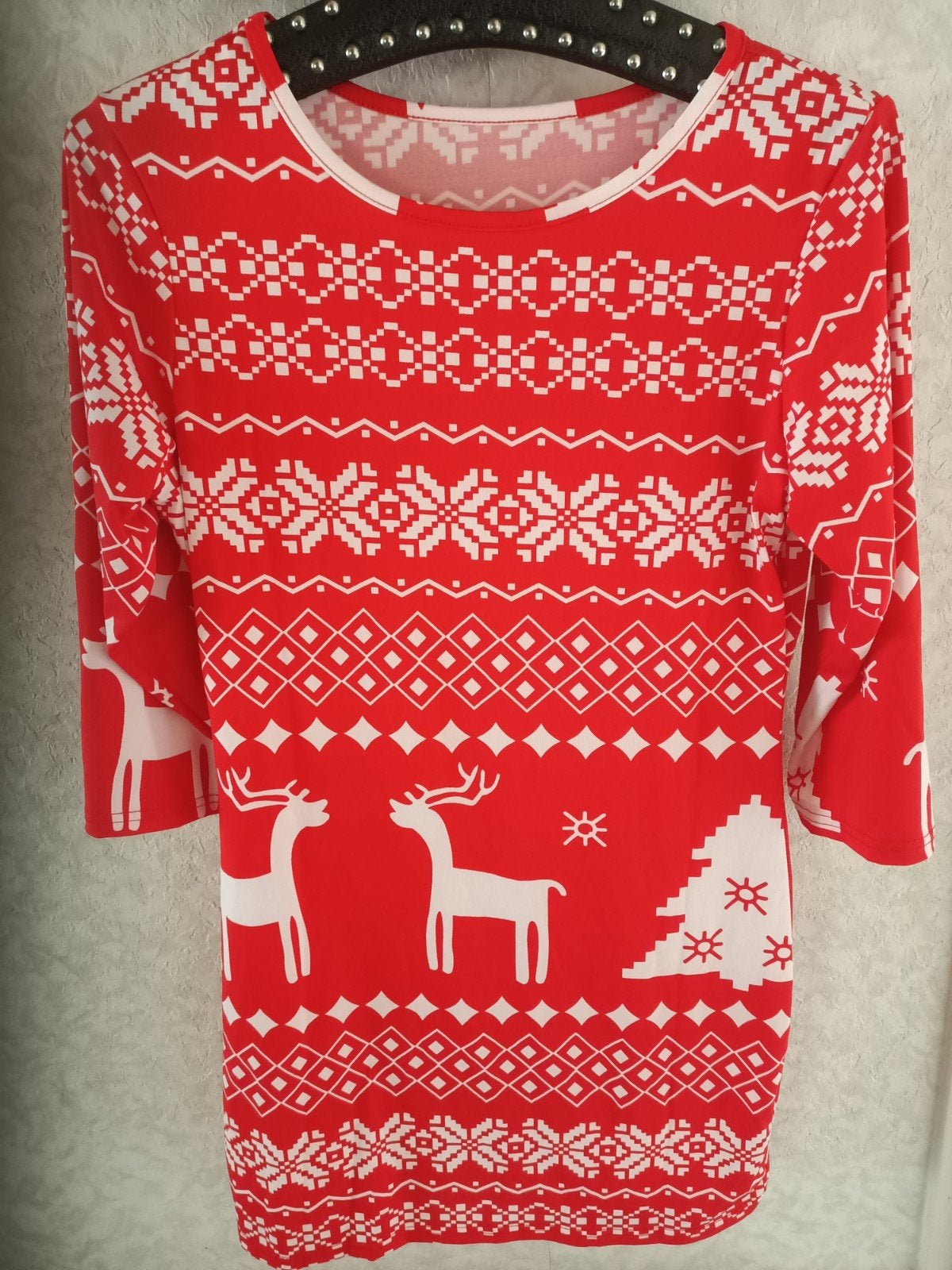 Kerstjurk met rendierprint - Maat M, Maat 38/40 (M), Ophalen of Verzenden, Boven de knie, Rood