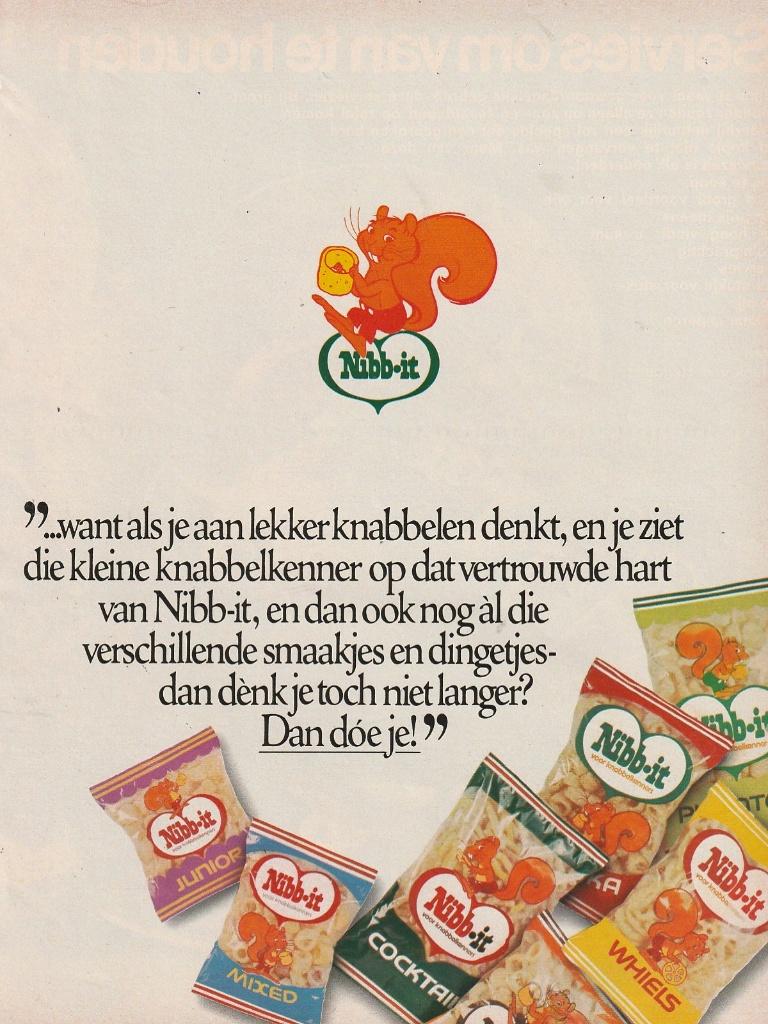 Retro reclame 1975 Nibb-it chips de kleine knabbelkenner, Verzenden, Overige typen