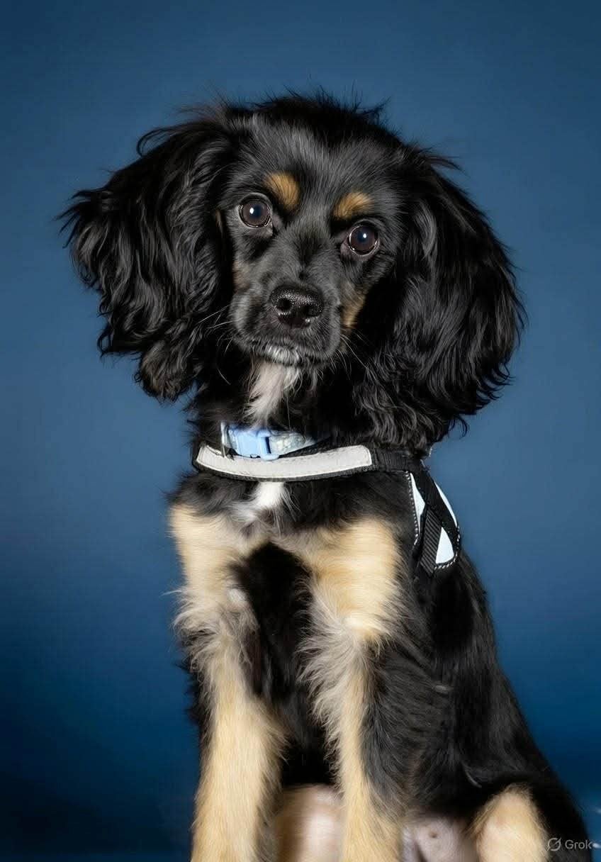 Kruising Engelse cockerspaniël black and tan., Parvo, Reu, 1 tot 2 jaar, Eén hond