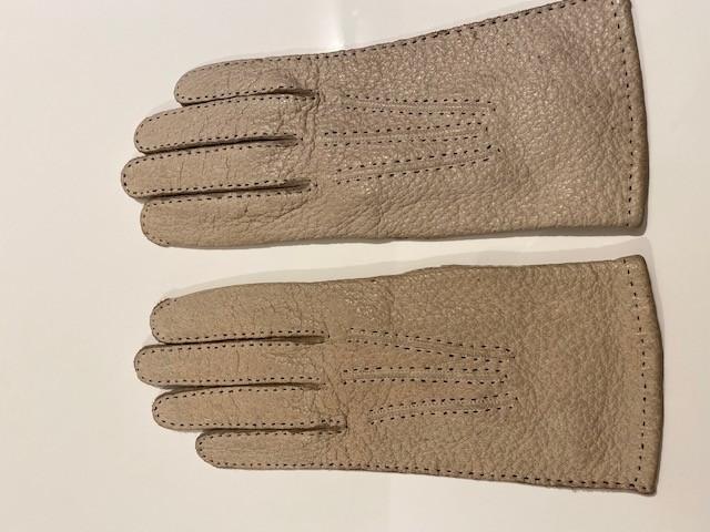 Ecru lederen dameshandschoenen, Samdam, Ophalen of Verzenden, Gedragen, Handschoenen