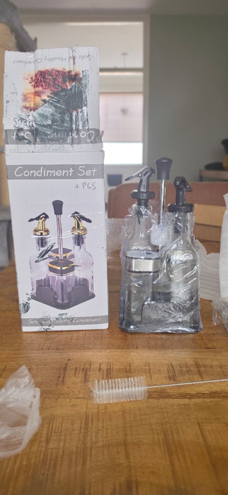 Condiment Set 4-delig - Olie, Azijn, Zout, Peper, Ophalen, Glas, Overige typen, Nieuw