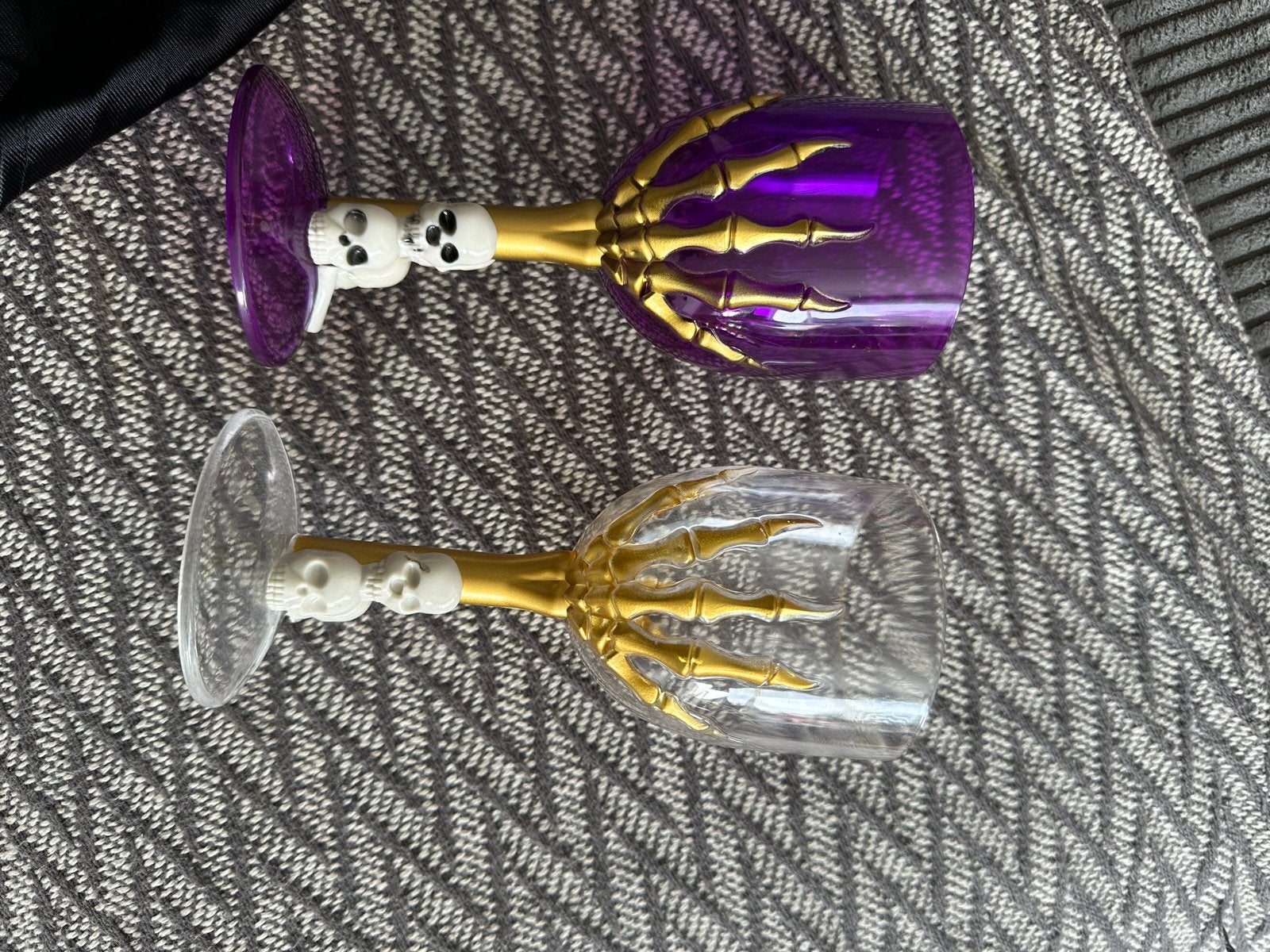 Halloween wijnglazen met schedel en skelet hand, Meerkleurig, Overige stijlen, Kunststof, Ophalen of Verzenden