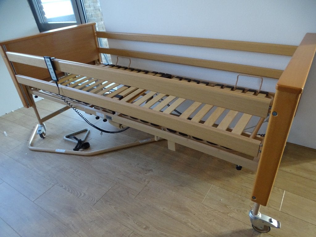 Burmeier, zorgbed, hoog-laag bed, Ophalen, Eenpersoons, Hout, 220 cm