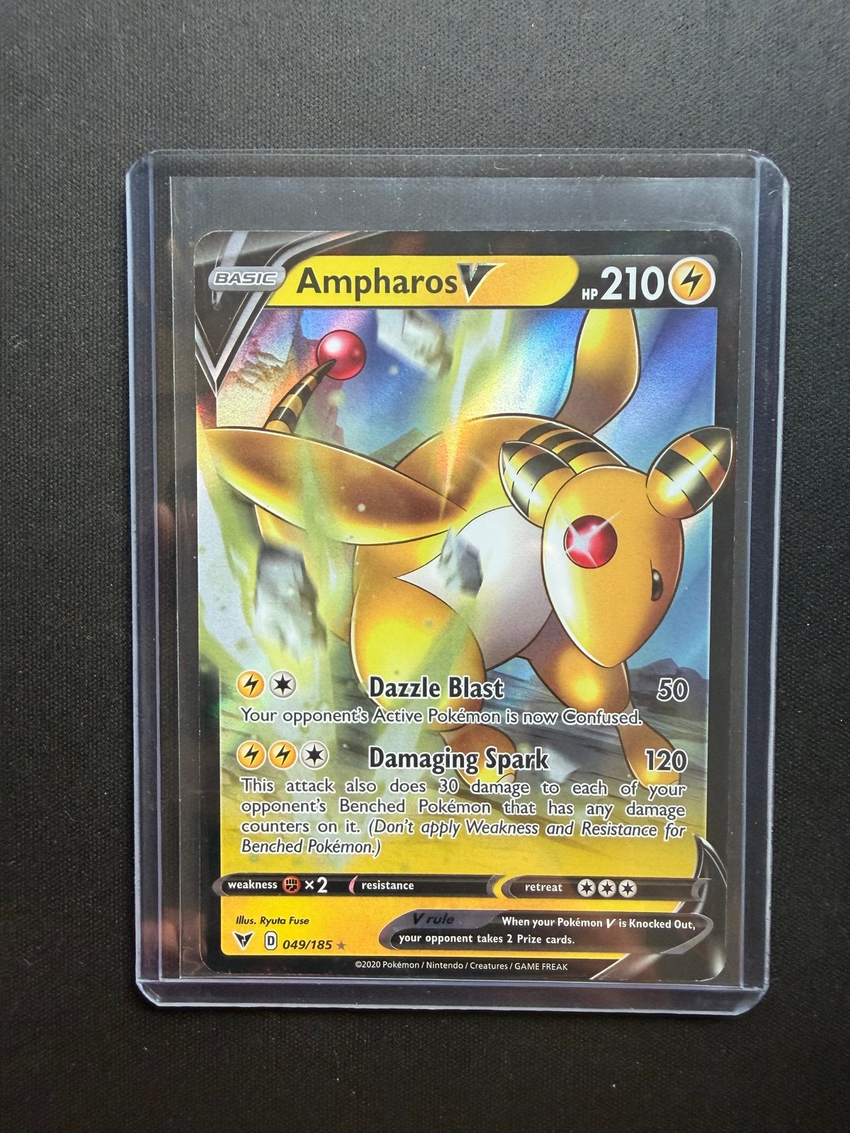 Ampharos V 049/185, Ophalen of Verzenden, Zo goed als nieuw, Losse kaart, Foil