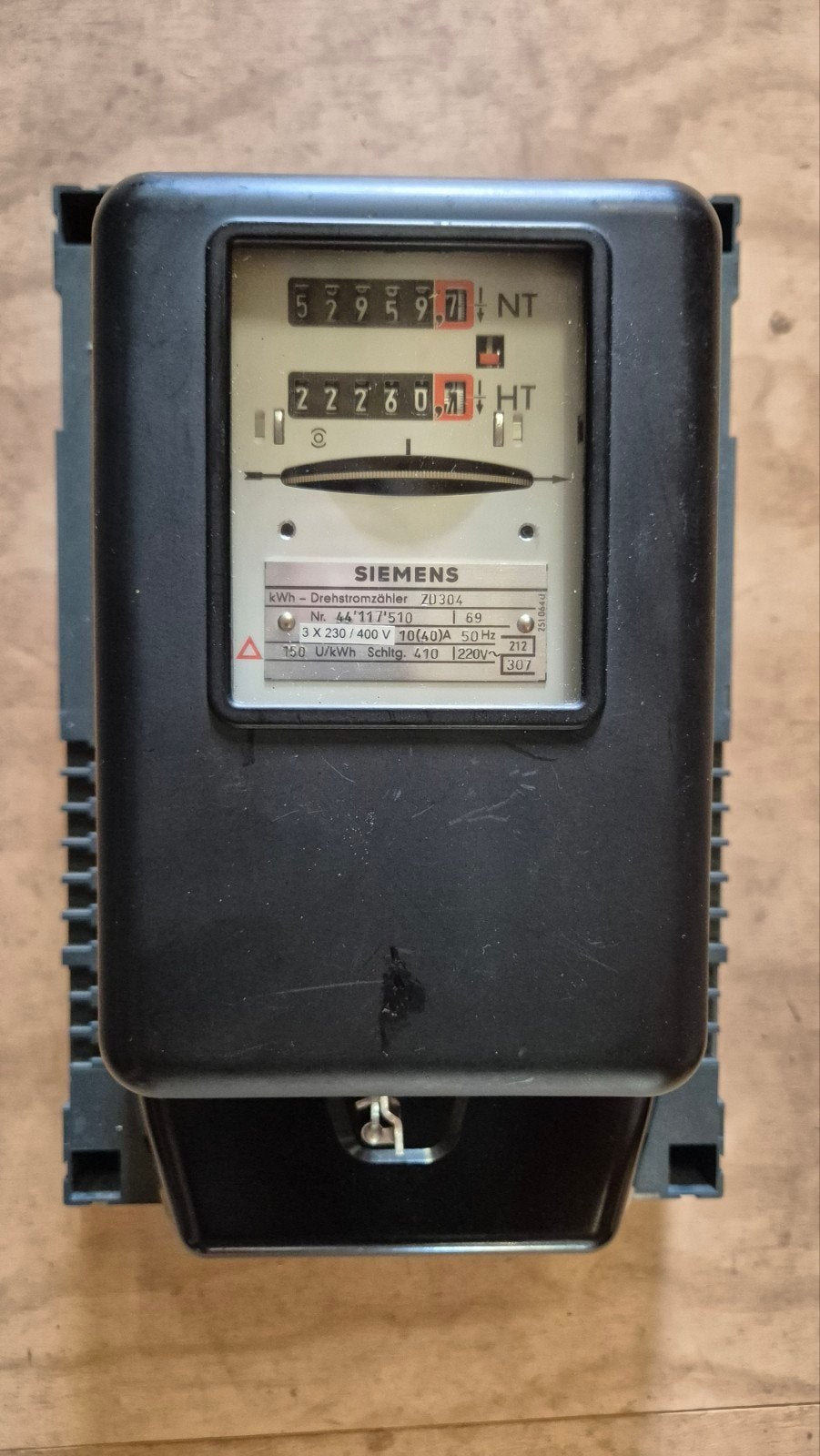 Siemens kWh-meter - Draaistroommeter ZU 304, Ophalen of Verzenden, Gebruikt, Siemens, Groepenkast