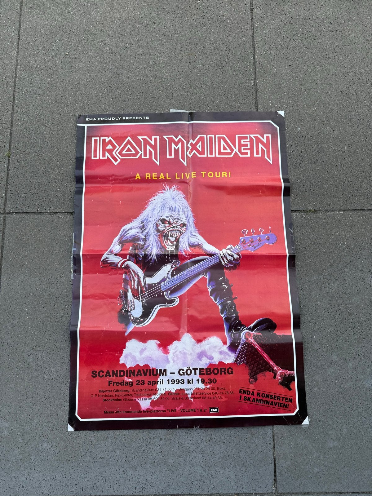 Iron Maiden A Real Live Tour! Scandinavium 1993 Poster, Ophalen of Verzenden, A1 t/m A3, Muziek, Rechthoekig Staand